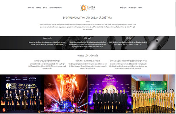 Giao diện thiết kế website quay phim chụp hình trình bày đẹp mắt